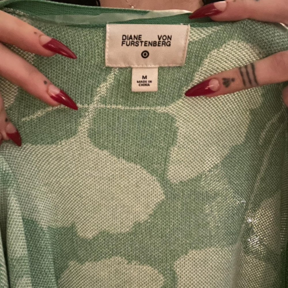 Diane Von Furstenburg X Target Knit Ginkgo Leaf Wrap Tunic Top - Picture 6 of 6